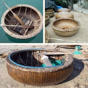 Bote Redondo de Bambú Tradicional Vietnamita de Alta Calidad, Tipo Coracle, para Parques Acuáticos, Resorts y Entretenimiento - Macy - Product Image 1