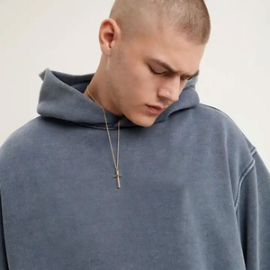Vente en gros de sweats à capuche délavés à l'acide 100% coton pour hommes sweats à capuche vintage surdimensionnés et lourds personnalisés avec un design uni lourd - Product Image 5