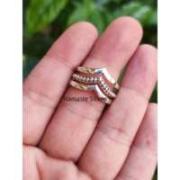 Anillo Apilable de Plata de Ley 925 Hecho a Mano con Diseño Geométrico de Triple Capa, Diseño Único para Anillo de Cóctel Unisex Sencillo