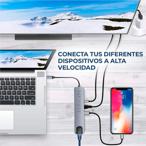 Hub USB 3.0 ad Alta Velocità con 8 Porte e Uscita Tipo C, Funzione Doppio Monitor, Trasferimento Dati, Realizzato in Lega di Alluminio, Disponibile - Product Image 5