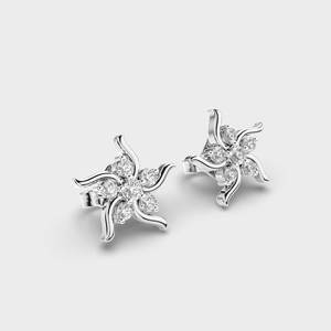 IGI Certified Lab Grown Diamond Twisted Floral Swirl Stud Earrings 9K Yellow / White / Rose Gold Designer Cluster Earrings - Product Image 3