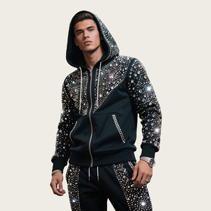 Calidad Premium Precio al por mayor Logotipo personalizado Chándal para hombres Rhinestone Peso pesado 100% Algodón Hombres Chándales Fabricante - Product Image 5