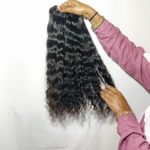 Pas cher naturel 100% gros remy cuticule aligné jeune femme vierge tissage bouclé faisceau indien temple extensions de cheveux humains - Product Image 1