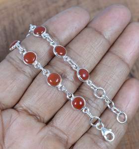 Red Carnelian <b>Sterling</b> <b>Silver</b> <b>Bracelet</b> Handmade Adjustable Gemstone Jewelry Elegant Gift For Women - Product Image 4