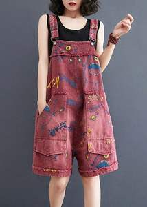 Denim High Quality <b>Short</b> <b>Dungaree</b> <b>for</b> <b>Women</b> Light Wash Distressed Vintage Effortless Style Bib Overall Button Printed Trendy - Product Image 4