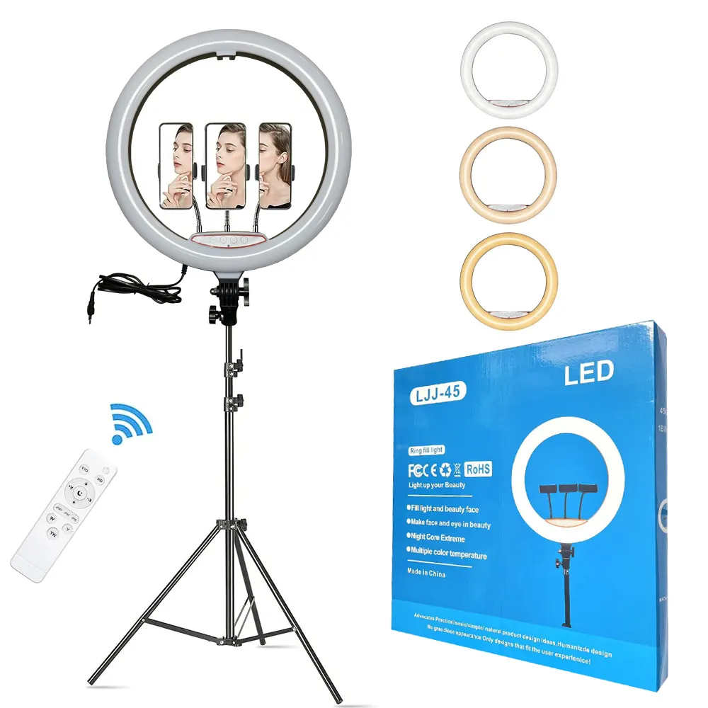 Yeni 18-inch çapı selfie fotoğraf flaş tripod ile dim LED profesyonel halka dolgu ışığı