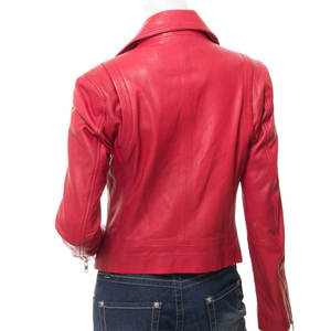 Chaquetas de cuero informales para mujer de calidad superior transpirable cómodo tejido satinado cremallera frontal colores personalizados temporada de otoño - Product Image 2