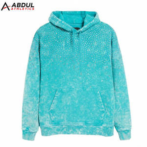 Sweat-shirts pour hommes à l'aspect vintage, lavage à l'acide, avec strass, style streetwear, sweat-shirts à paillettes - Product Image 1