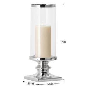 Portavelas de pilar de huracanes con estilo, plateado Metal/vidrio, pilar de vela de lujo para decoración de fiestas de eventos en casa - Product Image 6