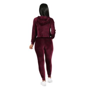 Survêtement épais 100% coton de bonne qualité Survêtements en molleton pour femmes Vêtements de rue Ensemble de survêtement en velours personnalisé pour filles - Product Image 3