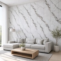Panneau mural en PVC marbré gris veiné blanc, imperméable, revêtement décoratif intérieur