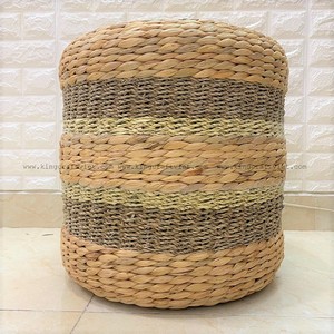 Cojín de suelo de junco marino natural al por mayor, otomana decorativa estilo bohemio, taburete redondo de jacinto de agua tejido, hecho en Vietnam - Product Image 3