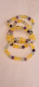 Bracelet Citrine et Multi Fluorite de 8 MM | Bracelet RÉGLABLE en Citrine, Fabrication pour, Mémoire pour enfants - Product Image 3