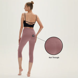 Outwork GYM Logo personalizado Yoga Pant Mujeres Cintura alta Capri Leggings Cintura elástica Cierre Sólido Chica Patrón Sin costuras Hasta la rodilla - Product Image 3