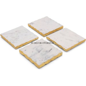 Forme de rectangle bords incurvés Texture de fantaisie unique sous-verres en métal de qualité supérieure plaqués or de haute qualité pour les boissons de l'Inde - Product Image 5