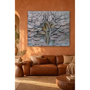 Impresión en lienzo de árbol de manzano en flor de Fida Mondrian en tonos de gris - Product Image 2