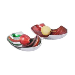 ชามเสิร์ฟอาหารโลหะชามเคลือบสีฟ้าสำหรับโต๊ะอาหารในบ้าน - Product Image 2