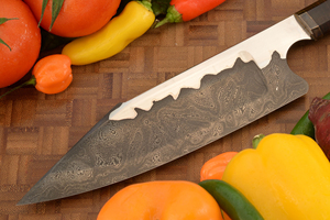 Cuchillo de chef Bunka San Mai de 13 pulgadas hecho a mano con Funda de cuero de primera calidad, herramienta de cocina con hoja grabada - Product Image 2