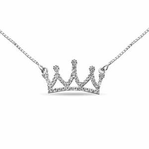 NOVAMART Fine Zarkan 925 Silver Queen Crown Necklace Trendy Gold Plated Brass <b>Copper</b> Alloy Zircon Stone with Link <b>Chain</b> for Gift - Product Image 3