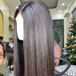 Vietnam-Peluca con malla frontal virgen Remy recta de hueso de 28 pulgadas, estilo de onda suave Natural, extensiones de cabello humano crudo de trama única - Product Image 1