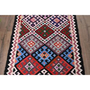 3x11.7 ft Kilim Vintage Rug, <b>Red</b> Polka dot Turkish Rug <b>Wool</b> - Product Image 3