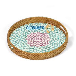 Nouvel article chaud bambou rotin nourriture plateaux à manger décor fruits bougie plateaux en gros bon prix décorations pour la maison - Product Image 1