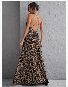 100% soie femmes tenue décontractée col plongeant entrecroisé dos ouvert conception léopard pour les femmes - Product Image 5