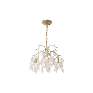 Có thể điều chỉnh chiều cao vàng chi nhánh Mặt dây chuyền LED Glass Leaf Chandelier E14 cho phòng khách khách sạn trang trí nội thất Trần lịch thi đấu - Product Image 3