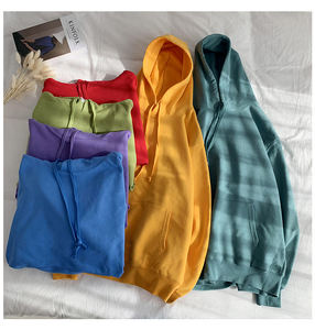 เสื้อสเวตเตอร์แบบสวมหัวผ้าคอตตอนผ้าเรยอนบางสีล้วน - Product Image 5