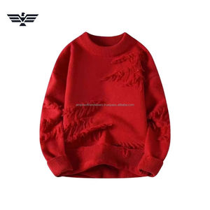 Lo último en suéter de punto desgastado de algodón 100% personalizado de primera calidad para hombre, ropa de calle informal frontal antiarrugas y anticontracción de gran tamaño - Product Image 3