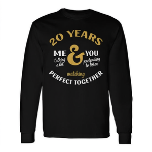 <b>20th</b> <b>Anniversary</b> Matching Couple Long Sleeve T-Shirt 20 Years Perfect Together Promotional T-Shirts - Product Image 2