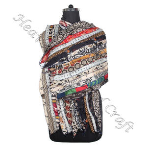 Écharpes Sari Vintage en soie recyclées, fait à la main, 15 bandes, fabricant indien, vente en gros, 2023 - Product Image 6