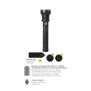 Torcia LED in Alluminio Ricaricabile 1500 Lumen - Product Image 6