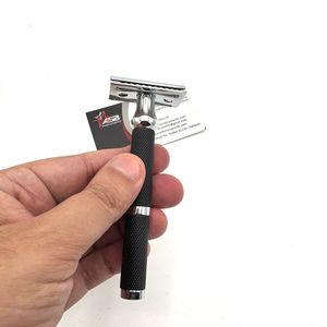 Maquinillas de afeitar en húmedo negras de tres piezas para hombre, logotipo personalizado, hoja cambiable, hoja de acero inoxidable, hoja de doble filo, maquinilla de afeitar - Product Image 3