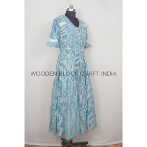 ชุดเดรสผ้าคอตตอนเนื้อนุ่มพิมพ์ลายดอกไม้คอวีของผู้หญิงชุดเดรสมิดิลายดอกไม้มีกระเป๋าธรรมชาติสมัยใหม่งานปาร์ตี้ฤดูใบไม้ผลิ/ฤดูร้อนงานแฮนด์เมด - Product Image 5