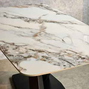 Mesa de Comedor Rectangular Moderna de 160x90cm con Tablero de Cerámica de Alta Calidad y Patas de Hierro, Ensamblada y Extensible BA68177 - Product Image 5