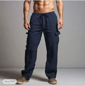 Pantalones para correr de otoño e invierno para hombre de alta calidad, pantalones Cargo informales grises sueltos, ropa deportiva de algodón, bolsillos rectos para Fitness-XL - Product Image 5