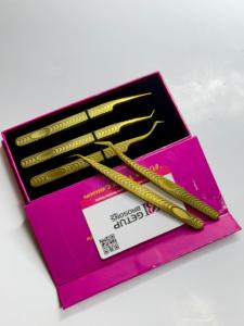 Pince à épiler pour extensions de cils en acier inoxydable de haute qualité, pointe lisse de 10 mm, précision anti-magnétique, finition or plasma, logo personnalisé - Product Image 6