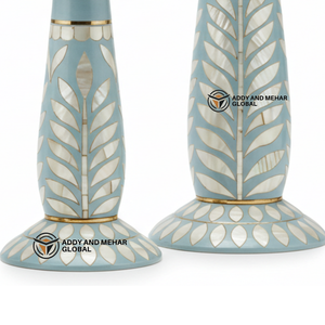 Indian Supplier Offers Handmade <b>Mother</b> Pearl Inlay <b>Candle</b> Holder Set Turquoise Floral Decorative Reusable Home Decoration - Product Image 4
