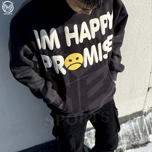 Luxury Men's Hip Hop Oversized Hoodie Heavyweight 3D Puff Design Custom Logo <b>Letter</b> <b>Foam</b> Printing for Winter - Product Image 4