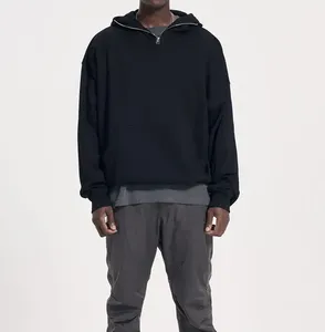 Sweat à capuche surdimensionné personnalisé en molleton 100 % coton, délavé à l'acide, respirant, pour homme, hiver - Product Image 4