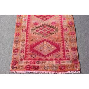 Vintage Turkish Kilim <b>Wool</b> Eco Friendly Traditional Area Rug 24 X 11 ft <b>Pink</b> Orange Patchwork Flat Weave Technique Dining Room - Product Image 4
