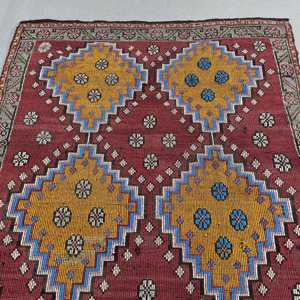 5.2x9.1 ft Rug, Vintage Turkish Large Rug, <b>Red</b> Kilim <b>Wool</b> Rug - Product Image 5