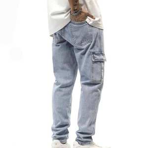 กางเกงยีนส์ขายาวสำหรับผู้ชายกางเกงยีนส์ทรงตรงเข้ารูปลำลองขนาดพลัสไซส์ผลิตตามสั่ง - Product Image 3