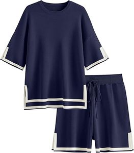 Women's 2 Piece Outfits Matching <b>Lounge</b> <b>Sets</b> for Women Summer Outfits Tracksuit for Women Knit Tops and Shorts - Product Image 3