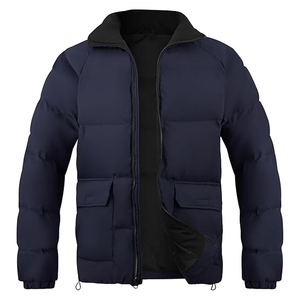 Chaqueta acolchada de esquí de lana de invierno para hombre, estilo callejero, cuello negro con capucha, cremallera lavada para resistencia al agua, servicio OEM cálido - Product Image 3