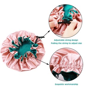 Wholesale Price Double sided Wide <b>Band</b> Hair Bonnet Soft Turban <b>Hats</b> Extra Size Sleep Cap Satin Bonnets for Women - Product Image 3