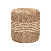 Meilleur prix, ottoman rond en jonc de mer tressé naturel, décoration intérieure, table basse ottoman, fabrication OEM acceptée, vente en gros depuis le Vietnam