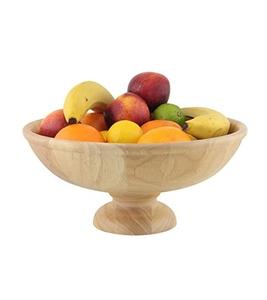 Bol de service en bois naturel d'acacia de conception royale avec Base pour le bol de service de salade de Restaurant de serveur de collation et de riz - Product Image 1