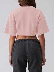 2025 Top Design Blended Beauty Cropped T-Shirt pour les femmes coupe décontractée col rond en gros du Pakistan - Product Image 6